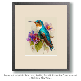 Emerald Hues Watercolor Hummingbird Art
