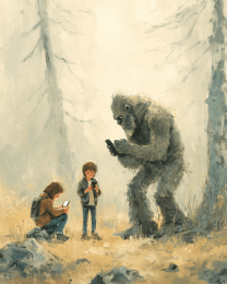 Bigfoot Using a Phone for Directions