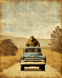 Bigfoot Catching a Ride in a Pickup Truck