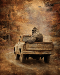 Bigfoot Riding in a Pickup Truck