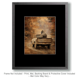 Bigfoot Riding in a Pickup Truck Art