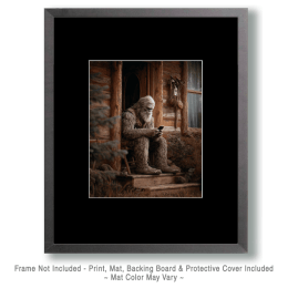 Bigfoot Texting on the Front Doorstep Art