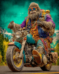 Bigfoot Hippie Biker