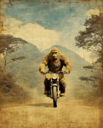 Bigfoot on a Dirt Bike