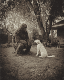 Bigfoot Talking with the Family Dog