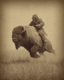Bigfoot on a Galloping Bison