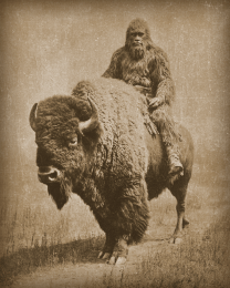 Bigfoot Riding a Bison