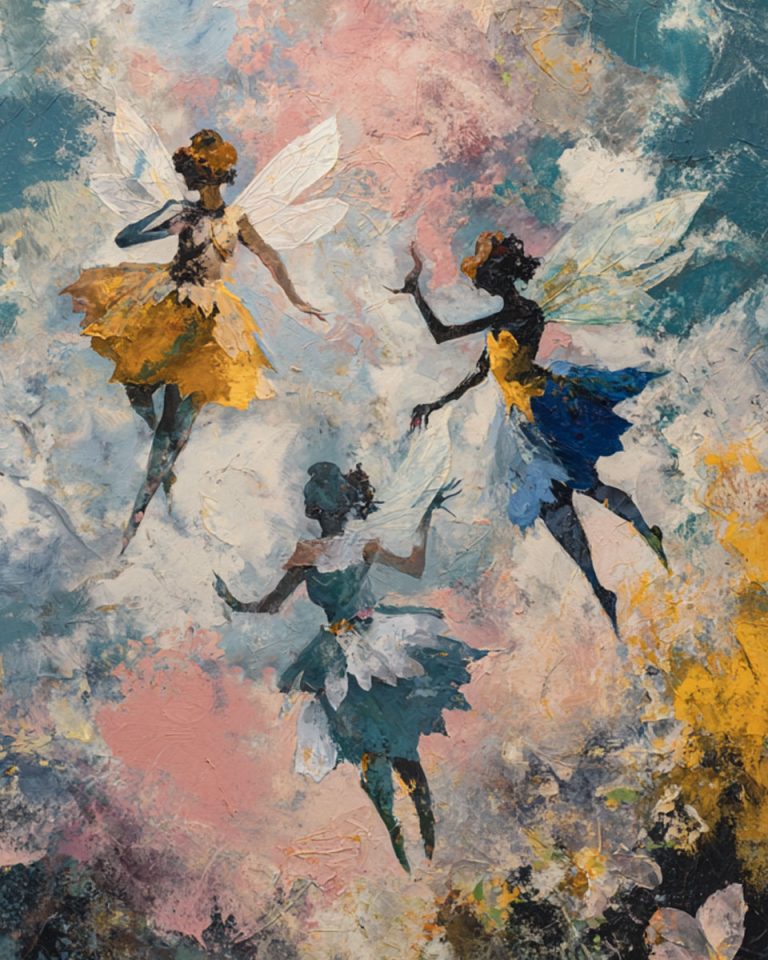 Three Floating Fairies - Magical Fairy Art Print - 8