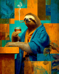 Cool Hippie Sloth Smoking Marijuana