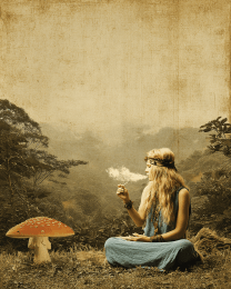 Hippie Lady Smoking Marijuana