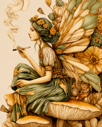 Vintage Hippie Fairy Smoking Marijuana