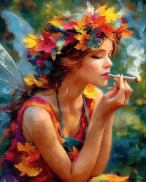 Floral Fairy Hippie Smoking Marijuana