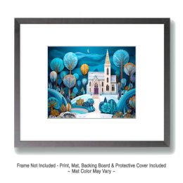 Stylized Church Winterscape Art