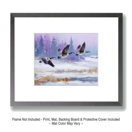 Three Canada Geese Winterscape Art