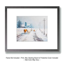 Cows Escaped Winterscape Art