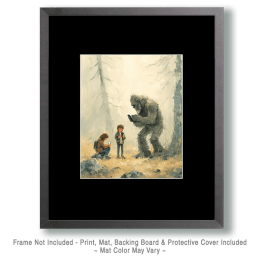 Bigfoot Using a Phone for Directions Art