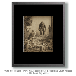 Bigfoot Watching an Owl Art
