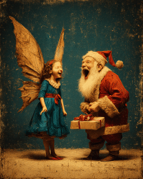 Fairy Shares a Joke with Santa Claus