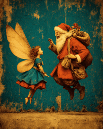 Fairy and Santa Claus Jump for Joy