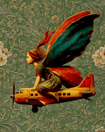 Nouveau Fairy Riding on an Airplane