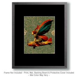 Nouveau Fairy Riding on an Airplane Art