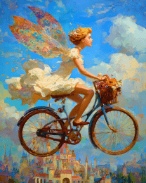 Fantasy Fairy Riding a Bicycle