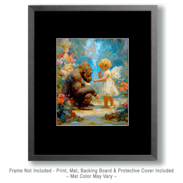 Baby Fairy Consoling Baby Bigfoot Art