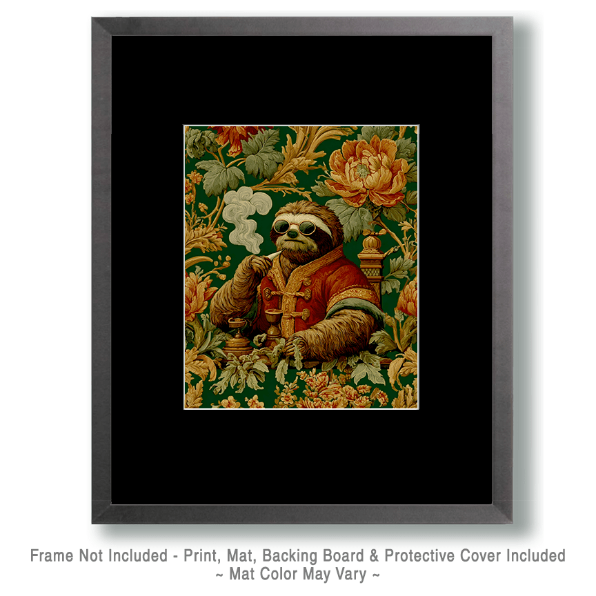 Bohemian Hippie Sloth Smoking Marijuana Art