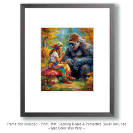 Hippie Woman Smoking Marijuana with Bigfoot Art