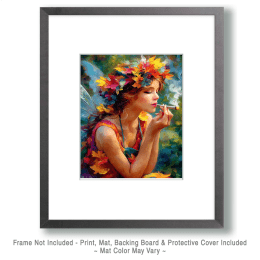 Floral Fairy Hippie Smoking Marijuana Art