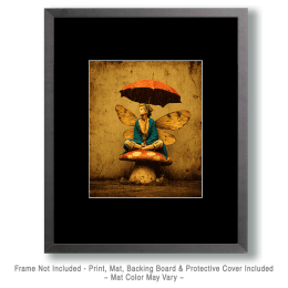 Vintage Fairy Under Umbrella Art