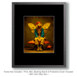 Vintage Fairy Stting Upon an Amanita Mushroom Art