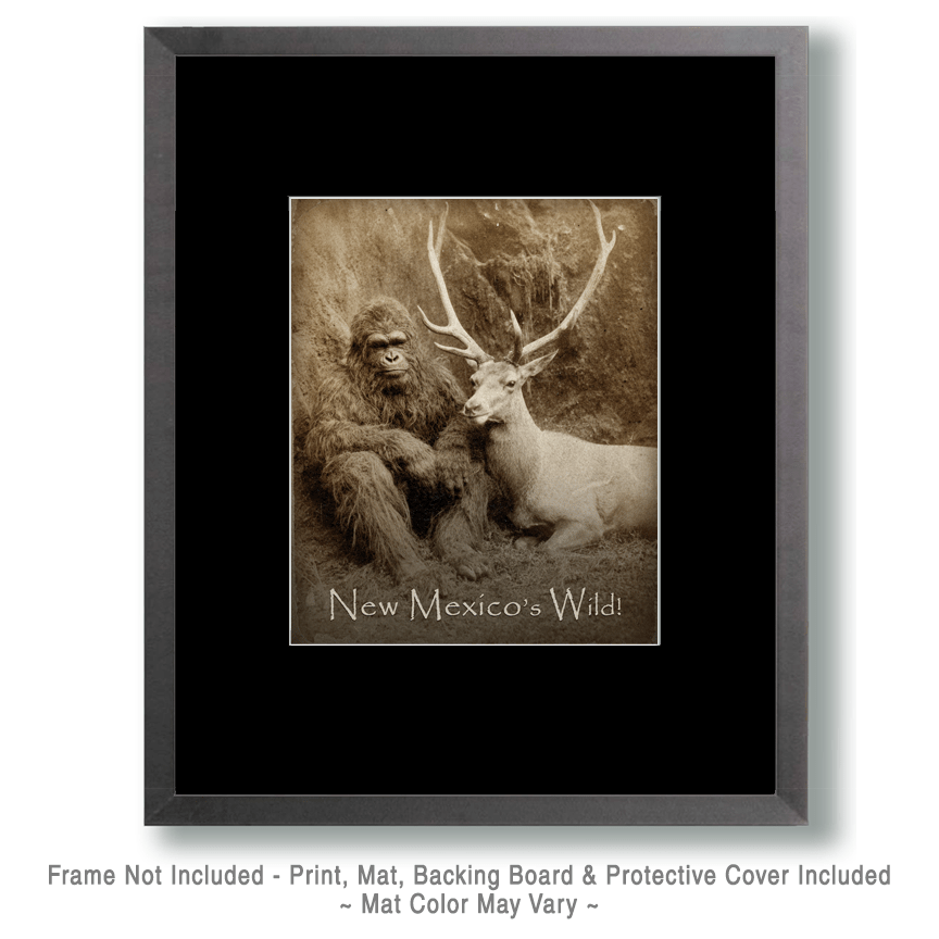 New Mexico's Wild Bigfoot & Bull Elk Wilderness Art Print - 8"x10" Artwork for 11"x14" Frame - Image 2