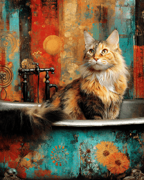 Max the Maine Coon Cat Animals in Bathtubs