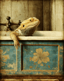 Wally the Bearded Dragon Animals in Bathtubs
