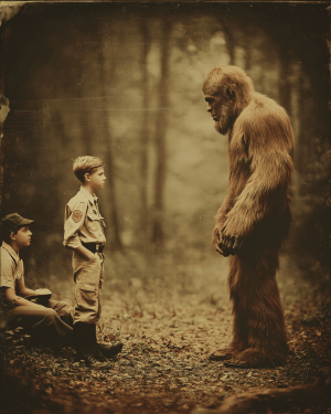 Bigfoot Giving Woodcraft Instructions