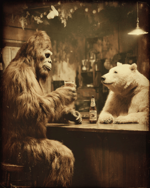 Polar Bear Infatuated with Bigfoot