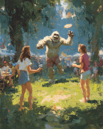 Bigfoot Playing Frisbee at Summer Camp