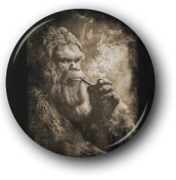 Bigfoot Smoking a Pipe - One Inch Pinback Button