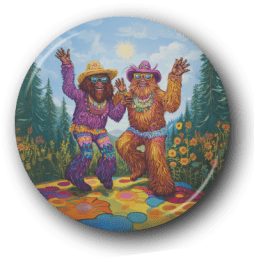 Dancing Bigfoot Pair - One Inch Pinback Button