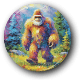 Colorful Bigfoot - One Inch Pinback Button
