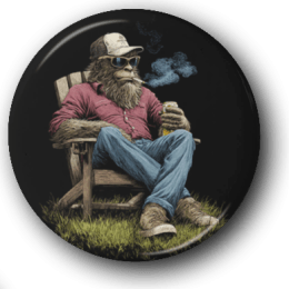 Bigfoot Smoking a Pipe - One Inch Pinback Button