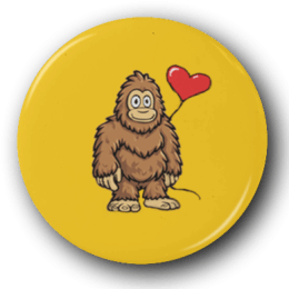Bigfoot with a Heart - One Inch Pinback Button