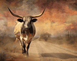 Longhorn on Sonoran Desert Road