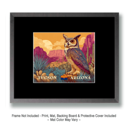 Tucson Desert Great Horned Owl Art
