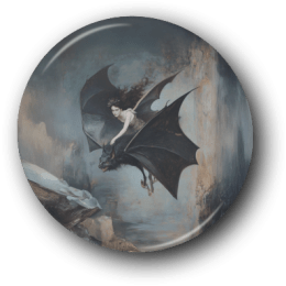 Dark Faires on Bat - One Inch Pinback Button