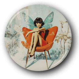 Fairy on a Chair - One Inch Pinback Button