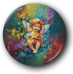 Baby Fairy on a Swing - One Inch Pinback Button