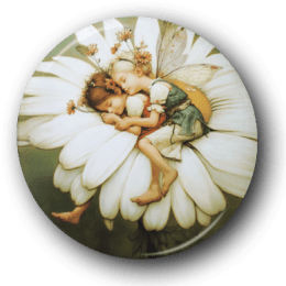 Sleeping Daisy Flower Fairy - One Inch Pinback Button