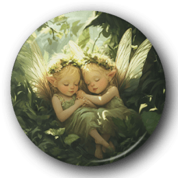 Two Sleeping Flower Fairies - One Inch Pinback Button